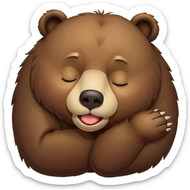 Upside down Bear, asleep with eyes shut, tongue hanging  sticker