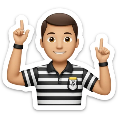 referee with raised arms crossed like an X sticker