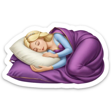 sleeping beauty blonde white girl with a silk pillow sticker