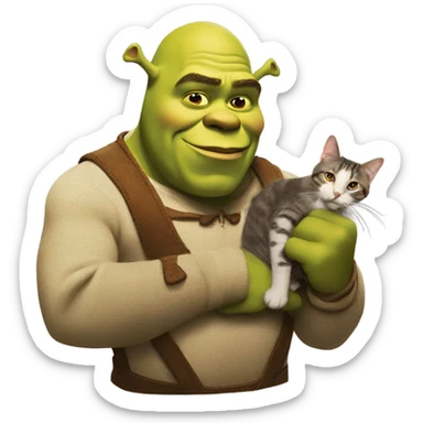 Shrek with cigar and a cat sticker