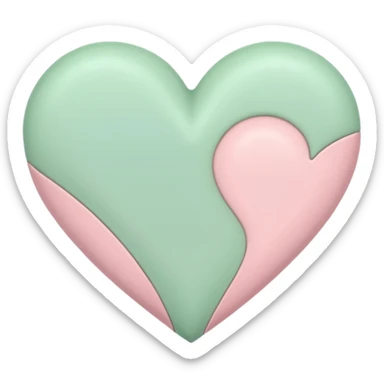 A half pastel green half pastel pink heart sticker