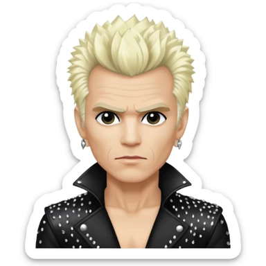 Billy Idol with white blonde hair, black sequin outfit  sticker