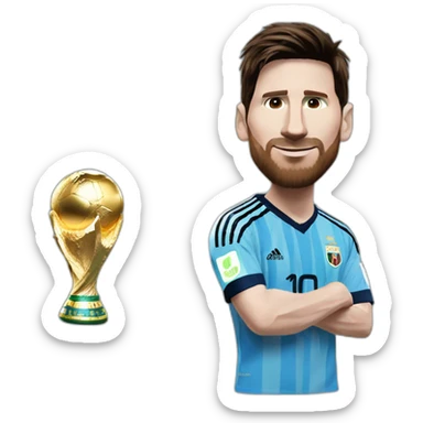 Lionel Messi with world cup sticker