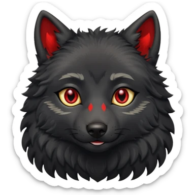 cute black wolf, red eyes with jewellery sticker