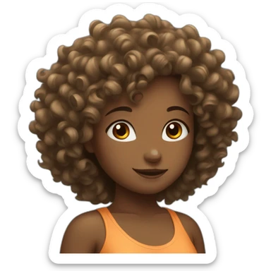 curly hair girl doing yoga sticker