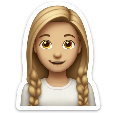 smiling girl with long hair hazel eyes light brown highlighted hair sticker