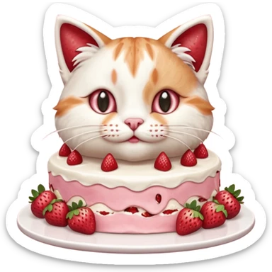 Close-up cinematic shot of a cat tasting strawberry cake, creamy frosting on its paws, dramatic soft lighting, warm tones, ultra detailed fur, shallow depth of field, professional photography style
, sticker