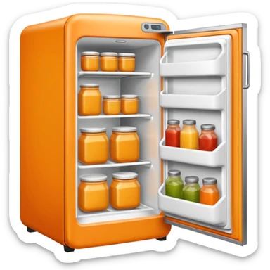 Hi refrigerator ! 
light orange color 
emoji size: 512*512 
inside: full of ingridents sticker