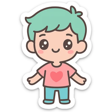 a cute twink, slim build, modern hairstyle, cheerful vibe, vibrant colors sticker