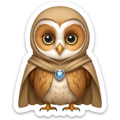 barn owl in beige cloak sticker