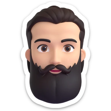 3d male character with bushy beard and thick connected eyebrows sticker