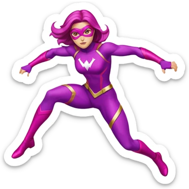pink violet woman superhero jumping power sticker