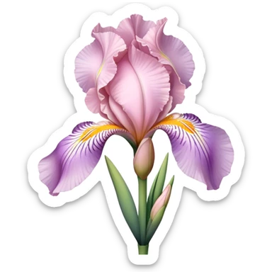single Soft Pink Iris, straight stem sticker