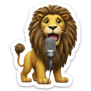 A lion with a microphone, representing the strength and voice of reggae culture. sticker