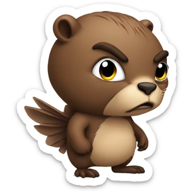 Angry winged beaver side profile sticker