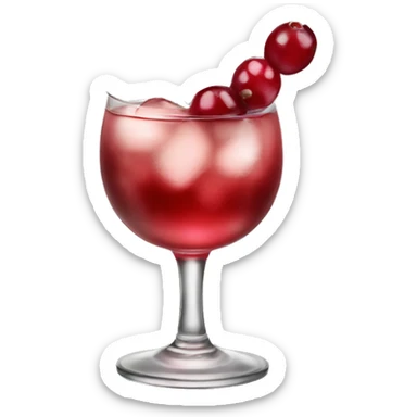 Cocktail garnished with cranberries and rosemary sticker