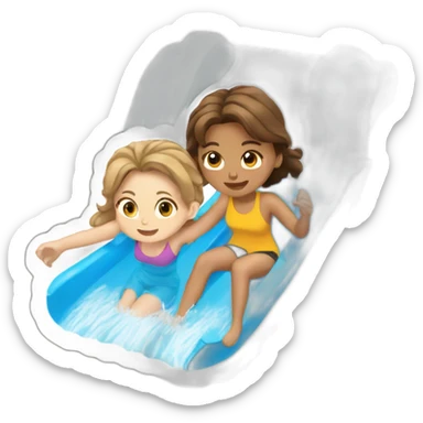 two teenagers with brown hair going down a waterslide sticker