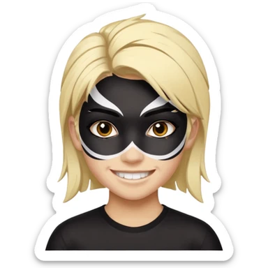 A black hair teen supporter with bold full-face paint, smiling with fierce team spirit. blonde hair sticker