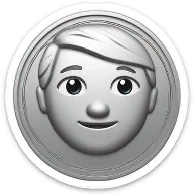 3D clay cute simple silver coin engraved with number 100 sticker