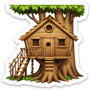 letter W on the side wall of a treehouse in a tree sticker