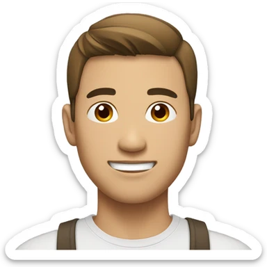 Handsome Asian man with a casual outfit on, brown hair and muscular sticker