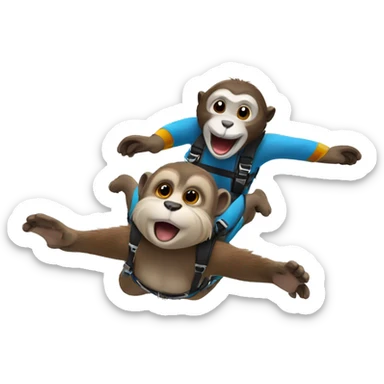 Otter and monkey skydive sticker