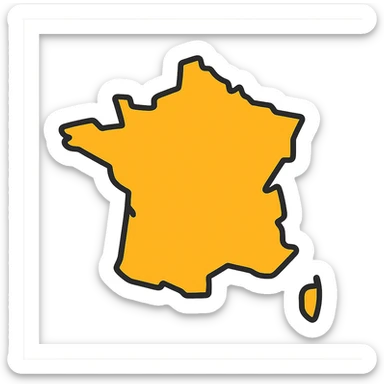 colorful icon style map of France, no text sticker