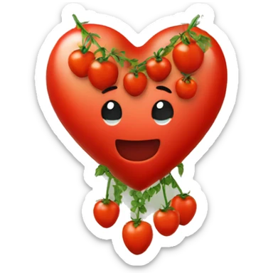 red heart adorned with tomato garlands sticker