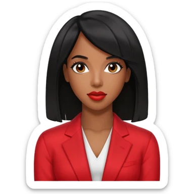 Kelly Rowland with black hair, red outfit sticker