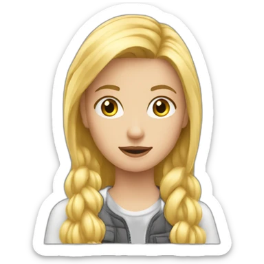 Blond girl looking at watch sticker