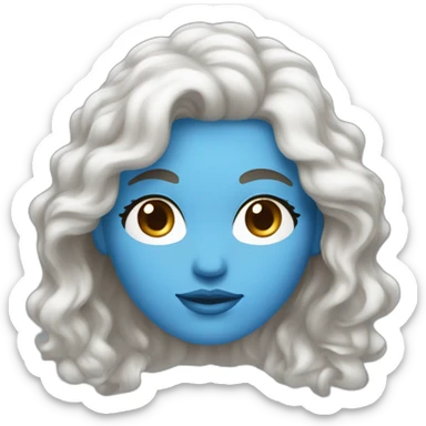 femme blanche aux cheveux longs bruns bouclés et aux yeux bleu sticker