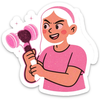 Add neon glow and glitter effects to the lightstick, keep the black and pink color scheme, no hearts, maintain original style. Transparent background. sticker