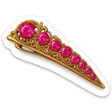 pink jeweled hairpin, luxurious and bold sticker
