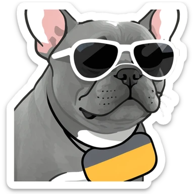 grey french bulldog with spam sunglasses sticker