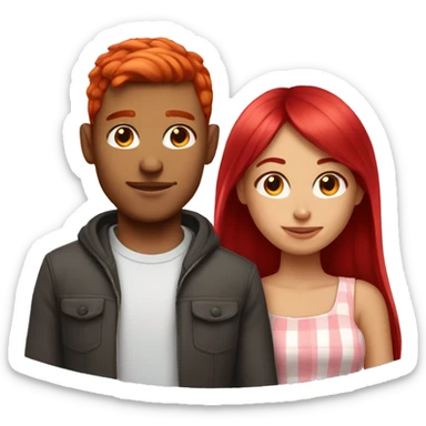 Cherry red hair girl with her boyfriend sticker