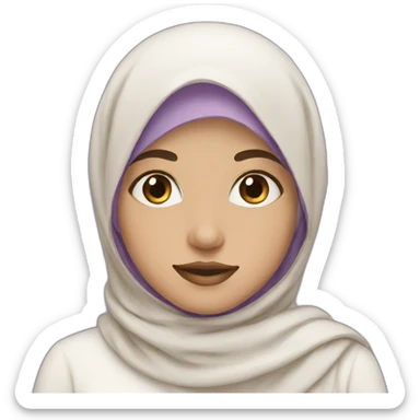 Emoji , girl , hijab , creamy white, soft purple  sticker