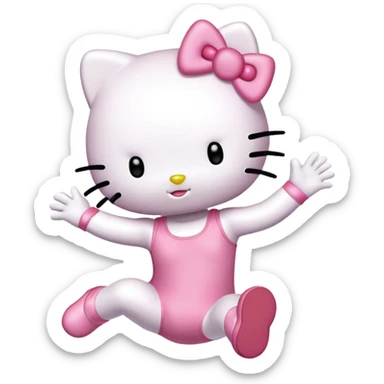 Hello Kitty in a leotard doing a straight jump sticker