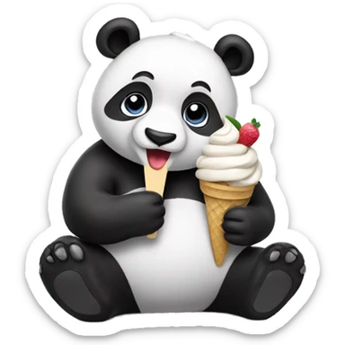 Panda eating ice cream sticker