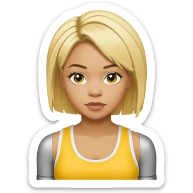 Tionne T-Boz Watkins short with long front blonde hair, yellow tank top sticker