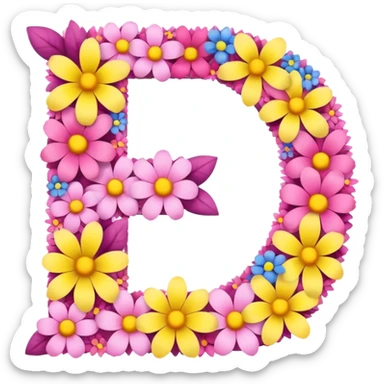 letter made of flowers sticker