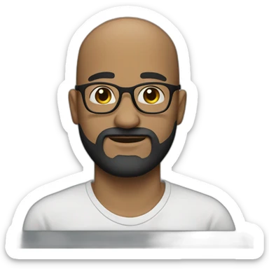 bald man with glasses and black three-day beard sticker