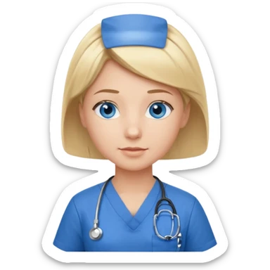 Nurse blue eyes short blond blue scrubs sticker