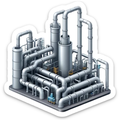 hi tech factory with pipes sticker