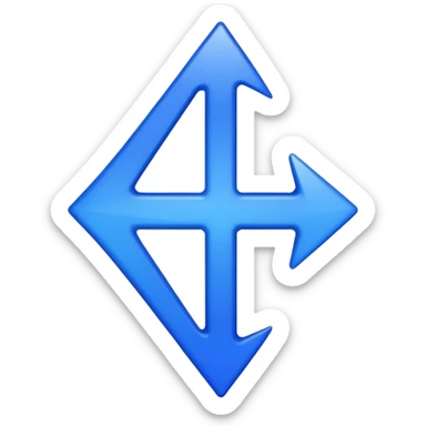 A sleek and elegant upwards arrow icon in a single, vibrant shade of cobalt blue (#0047AB). The style is minimalist 3D with soft gradient shading. The arrow is symmetrical, has a sharp but refined point, and its body is fluid and modern. The background is transparent. sticker