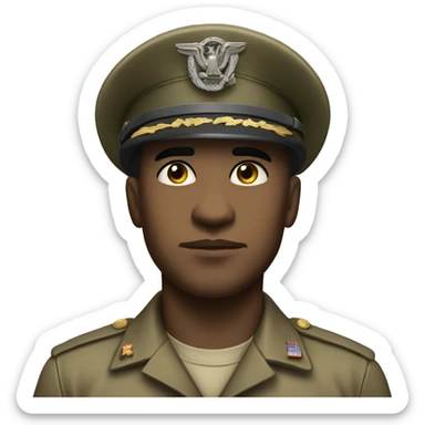 photorealistic serious soldier in american uniform WW2 sticker