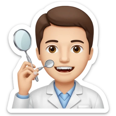 Dentist with patient teeth checkup  sticker