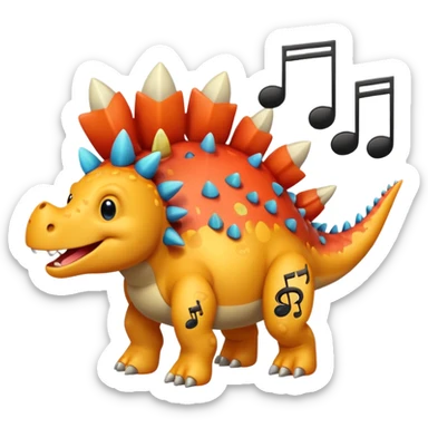cartoon stegosaurus with music notes funny sticker