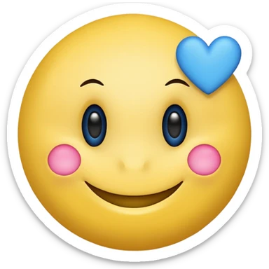 Smiley face with blue heart eyes that says approved sticker