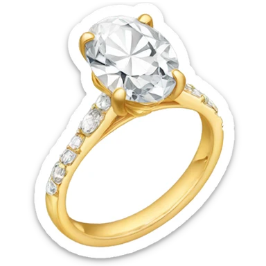 Gold engagement ring with oval diamond sticker