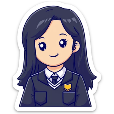 cute cartoon girl with long hair in a school uniform sticker